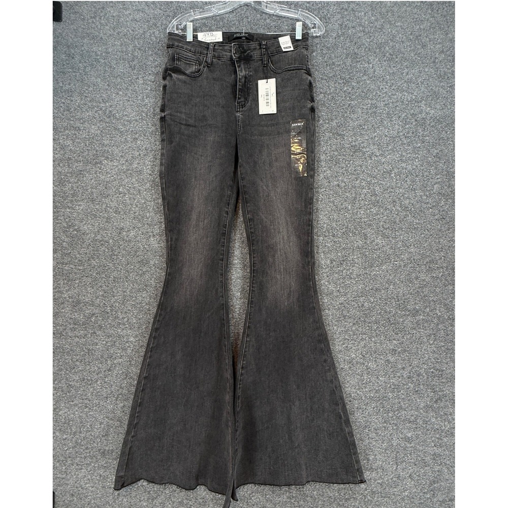 Judy Blue Super Flare Jeans Womens 5/27 Black High Waist Raw Hem Denim NEW